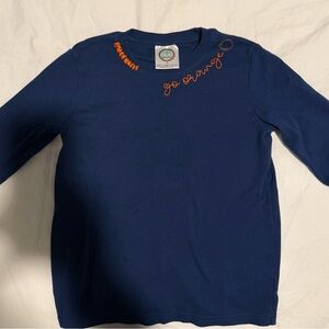 Go Orange Navy Blue Kids Shirt with embroidery and bedding accents - size 8